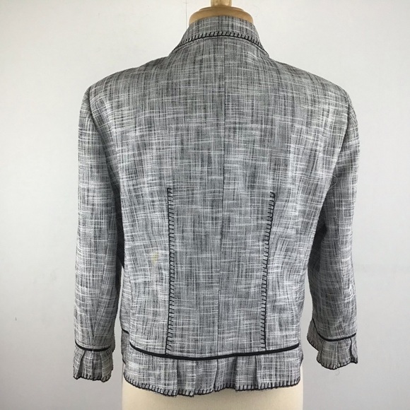 CARLISLE Black & White Fitted Jacket Whip stitched / Bottom Ruffle S 14 - Picture 5 of 11